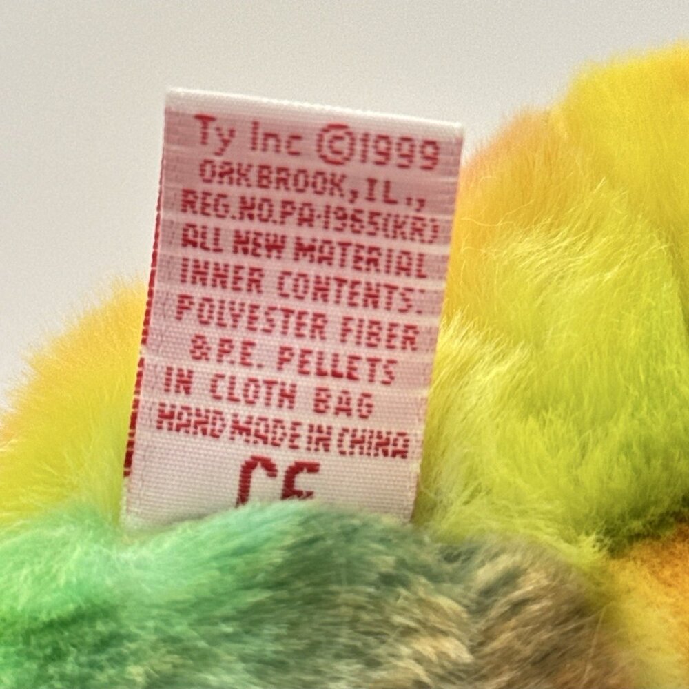 Peace Teddy Bear Tie Dye 1999 Embroidered Emblem 14" Vtg TY Beanie Buddy - Picture 7 of 9